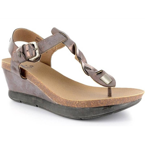 Corkys Shoes Corkys Hipster Womens Wedge Sandals Brushed Bronze